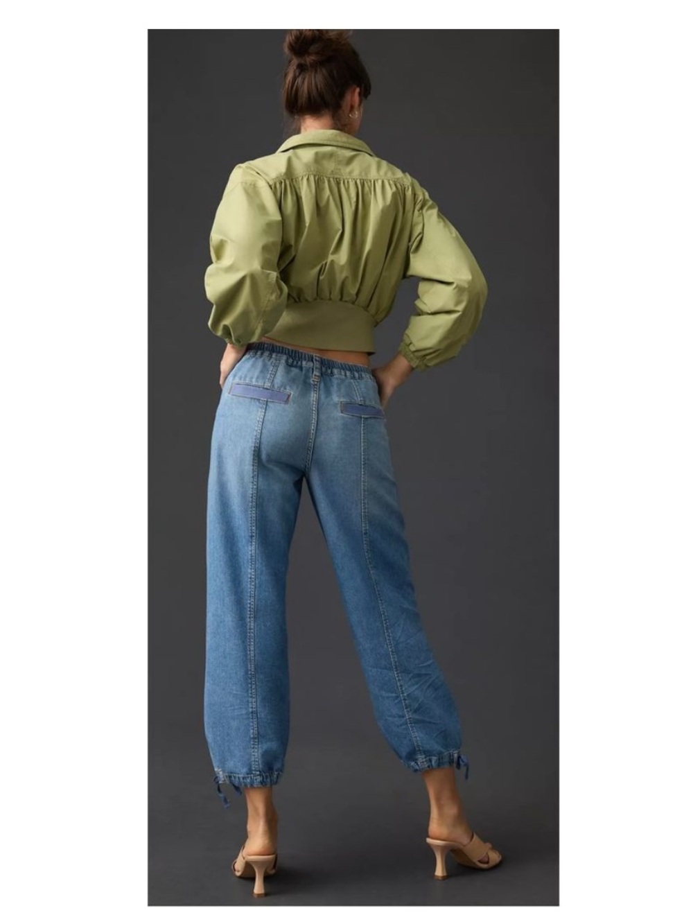 Anthropologie Pilcro Light Blue Distressed Boyfriend Jogger Tie at Ankle Jeans - Picture 3 of 16